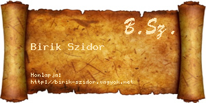 Birik Szidor névjegykártya